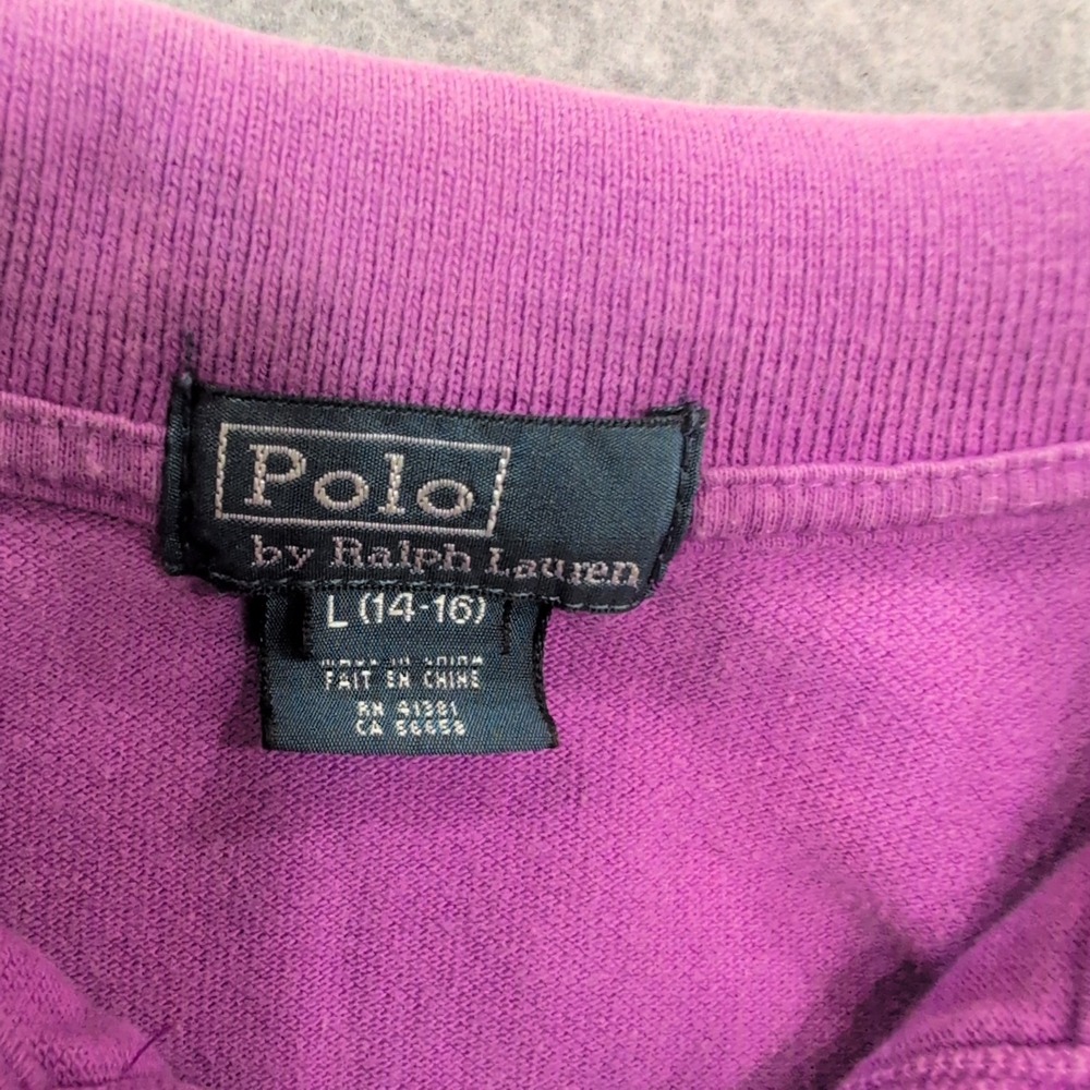 Polo Ralph Lauren Purple Polo Shirt Top Girls Size L (14-16) Short‎ Sleeve - Picture 4 of 8
